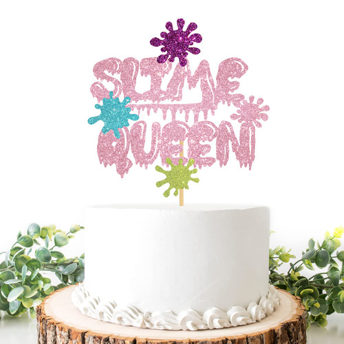 Helewilk Slime Queen Cake Topper, Art Theme Birthday Party Decoration for Girls Women, Slime Shape Cake Decor, Slime Time Birthday/Baby Shower Party Favors Supplies