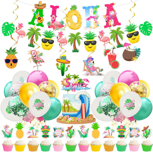 47 Pcs Aloha Party Decoration Set, Hawaiian Aloha Party Supplies Include Flamingo Aloha Banner, Flamingo Pineapple Leaves Latex Balloon Set, Cake Toppers for Tropical Luau Party Decorations 47 Pcs Aloha Party Decoration Set, Hawaiian Aloha Party Supplies Include Flamingo Aloha Banner, Flamingo Pineapple Leaves Latex Balloon Set, Cake Toppers for Tropical Luau Party Decorations