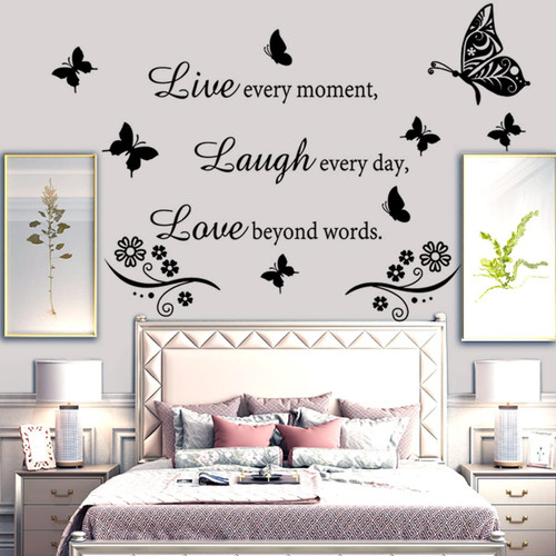 Wall Decal Quote Live Every Moment Laugh Every Day Love Beyond Words Wall Sticker Motivational Wall Decals Family Inspirational Wall Stickers for Bedroom Living Room Window Decor Home Decor.