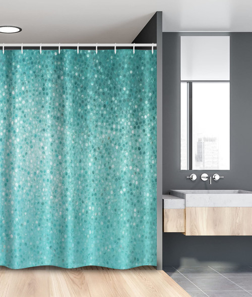 Ambesonne Turquoise Stall Shower Curtain, Small Dot Tiles Shape Simple Classical Creative Design, Fabric Bathroom Decor Set with Hooks, 54" W x 78" L, Turquoise Seafoam