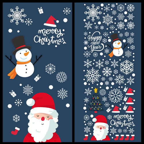 Christmas Decorations - 336 PCS 10 Sheet Christmas Snowflakes Window Clings Stickers - Santa Claus Snowman Xmas Window Decals for Christmas Party
