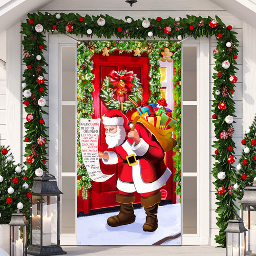 Christmas Door Cover Decoration, Santa Door Hanging Banner Funny Xmas Background Santa Claus Backdrop Christmas Party Decorations Photo Booth Prop for New Year Christmas Eve, 70.9 x 35.4 Inch Christmas Door Cover Decoration, Santa Door Hanging Banner Funny Xmas Background Santa Claus Backdrop Christmas Party Decorations Photo Booth Prop for New Year Christmas Eve, 70.9 x 35.4 Inch