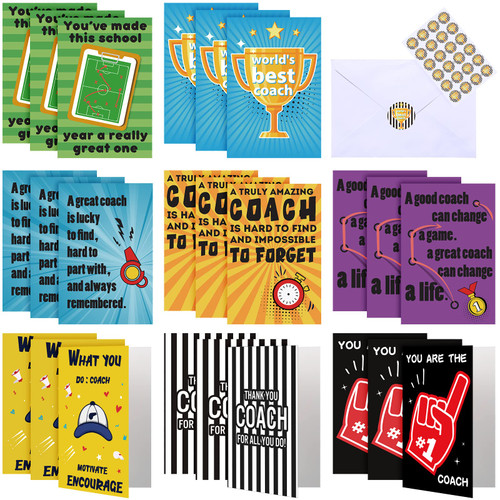24 Sets Thank You Card for Coach Gifts Greeting Card with Envelopes and Stickers for Coach Teacher Appreciation Gift for Men Basketball Baseball Soccer Football Birthday Athlete 24 Sets Thank You Card for Coach Gifts Greeting Card with Envelopes and Stickers for Coach Teacher Appreciation Gift for Men Basketball Baseball Soccer Football Birthday Athlete