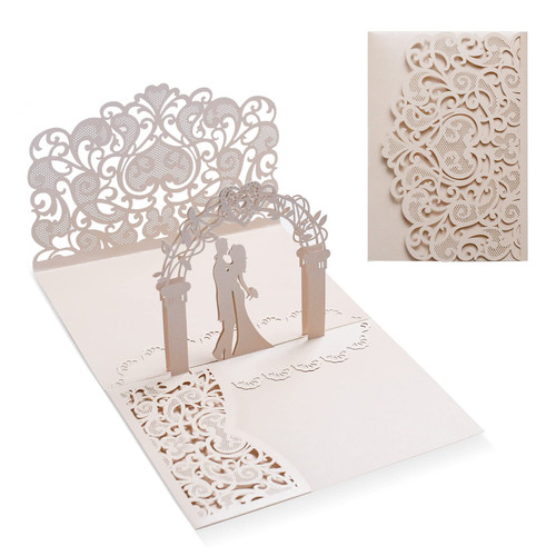 Siumir 3D Pop Up Wedding Card Wedding Greeting Card with Envelope Gift Card Wedding Congratulations Valentines Cards