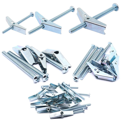 SWZHAI 24 Pcs Toggle Bolt and Wing Nut Kit, Heavy Duty Wall Anchors Toggle Anchors for Hanging Heavy Items on Drywall, 3 Sizes Butterfly Anchors (1/8inch, 3/16inch, 1/4inch)