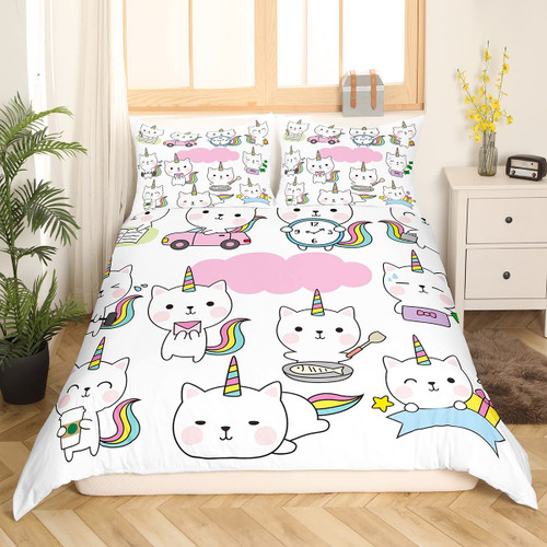 Feelyou Cat Unicorn Duvet Cover Cute Kitten Caticorn Cat Bedding Set for Kids Boys Girls Cartoon Comforter Cover Cute Bedspread Cover Bedroom Collection 3Pcs Full Size Feelyou Cat Unicorn Duvet Cover Cute Kitten Caticorn Cat Bedding Set for Kids Boys Girls Cartoon Comforter Cover Cute Bedspread Cover Bedroom Collection 3Pcs Full Size