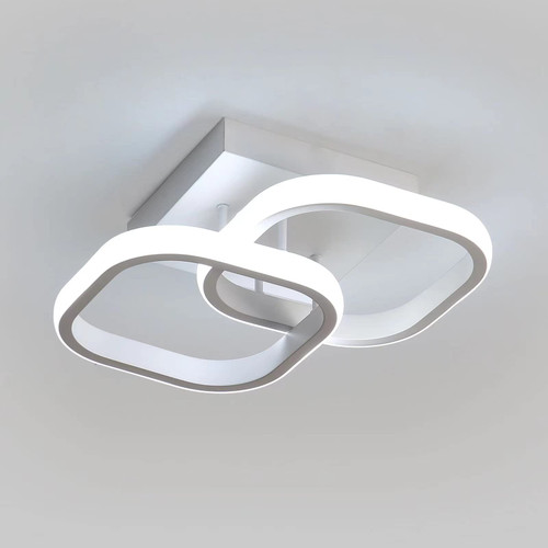 DELIPOP Ceiling Light, Square Modern LED Ceiling Light Fixture, 6500K Cool White Light Acrylic Hallway Light Fixture Ceiling Lamp for Hallway Kitchen Aisle Study Bedroom Living Room (White)