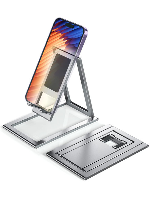 Adjustable Cell Phone Stand,Desk Phone Holder,Cradle,Dock,Aluminum Foldable Cell Phone Stand for Desk,iPhone Stand Holder for iPhone 14,Plus,Pro,Pro Max,13,12,All Android Smartphone Office Accessories