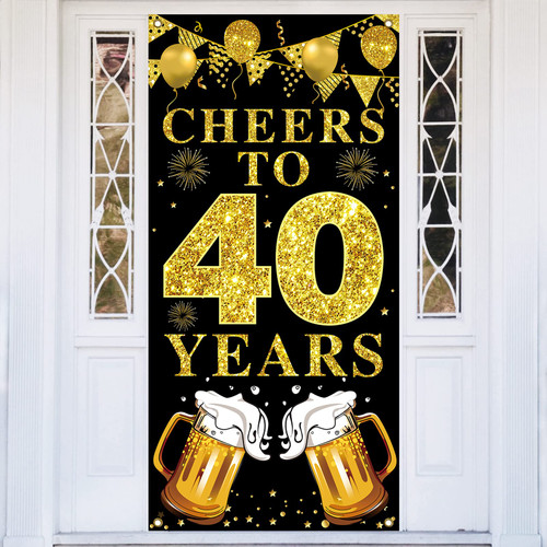 Lnlofen 40th Birthday Decorations Cheers To 40 Years Door Banner for Men, Black Gold Happy 40th Birthday Door Cover Sign Party Supplies, 40 Year Old Birthday Poster Background Photo Booth Props Lnlofen 40th Birthday Decorations Cheers To 40 Years Door Banner for Men, Black Gold Happy 40th Birthday Door Cover Sign Party Supplies, 40 Year Old Birthday Poster Background Photo Booth Props