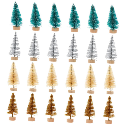 BESTOYARD 48pcs Mini Christmas Tree Miniatures Miniture Decoration Wood Decor Small Desk Xmas Tree Christmas Tree for Desk Miniature Christmas Decorations Christmas Supplies Pine Tree Bagged