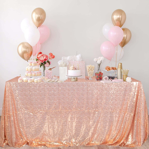 Rectangle Tablecloth Rose Gold Sequin Tablecloth 90x132-Inch Sequined Table Cover Overlay for 6FT Table Rose Gold Sequin Table Cloths Glitter Tablecloth for Party/Wedding/Baby Shower Rectangle Tablecloth Rose Gold Sequin Tablecloth 90x132-Inch Sequined Table Cover Overlay for 6FT Table Rose Gold Sequin Table Cloths Glitter Tablecloth for Party/Wedding/Baby Shower