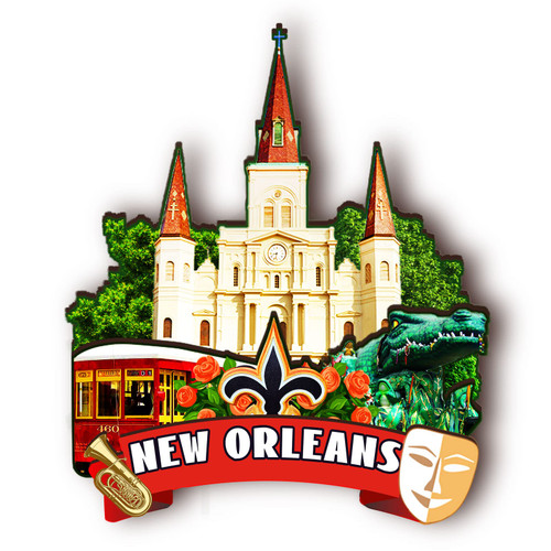 U.S. New Orleans Wooden Magnet 3D Fridge Magnets Travel Collectible Souvenirs Decorations Handmade Crafts