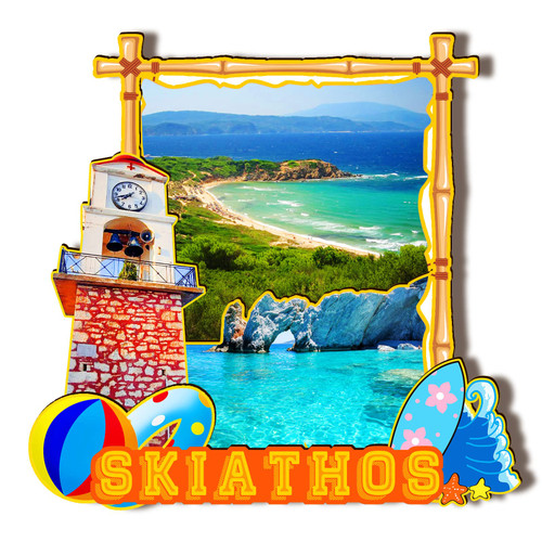 Skiathos Greece Wooden Magnet 3D Fridge Magnets Travel Collectible Souvenirs Decorations Handmade Crafts-4