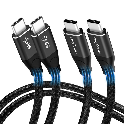 Twozoh 4K USB C Cable 100W 10FT 2 Pack (All-in-One), USB 3.2 Gen 2 X 2 20Gbps Data Transfer PD Fast Charging USB C 3.1 Type C Cable, 4K@60Hz Video Monitor Cord for Thunderbolt3/4/MacBook/iPad