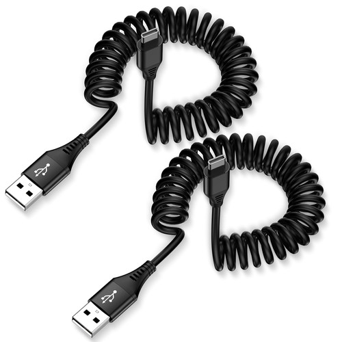 Android Auto Charger Type C Coiled USB C Cable for Car Samsung Charger Fast Charging Cord 6FT 2Pack for Samsung Galaxy A14 5G A54 S23 S22 S21 S20 S10 S9 S8 A53 A23 A13 A03S A32 Z Flip 5 4 Z Fold 5 4