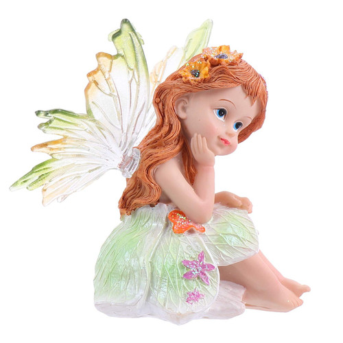 Happyyami Home Decor Fairy Figurine Crafts Fairies Miniature Figure DIY Birthday Wedding Cake Decor Crafts Doll House Adornment Crafts Tabletop Centerpiece Green Decoraciones para Salas De Casa