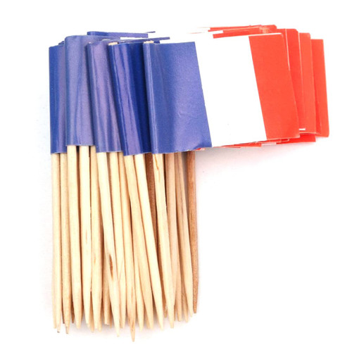 France Toothpick Flag Mini French Stick Flags Cupcake Toppers Picks Decoration 100PCS Cocktail Sticks
