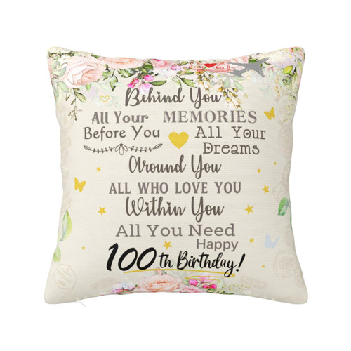 100th Birthday Gifts for Women, Gifts for 100 Year Old Woman Pillow Covers 18"X 18", 100th Birthday Decorations Women, 100 Year Old Birthday Gifts for Women, 100th Birthday Gift Ideas for Grandma Mom