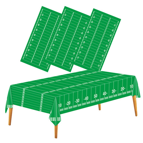 3PCS Football Tablecloth Football Touchdown Table Cover Plastic Disposable Rectangle Tablecloth Football Party Decoration for Football Theme Party Supplies Gameday Tailgate Superbowl Decor(54" X 108")
