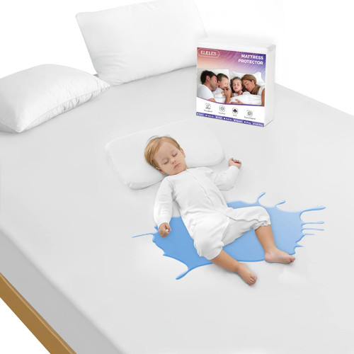 2 Pack Twin Mattress Protector Waterproof Mattress Cover Twin Size Soft Breathable Noiseless Bed Cover Deep Pocket for 6-15" Pad, Washable Hypoallergenic Vinyl Free for Pets Kids Adults, White