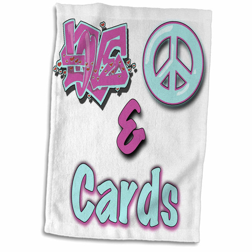 3dRose Love Peace and Cards Pastel Blue and Purple - Towels (twl-122350-1) 3dRose Love Peace and Cards Pastel Blue and Purple - Towels (twl-122350-1)