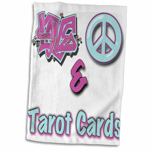 3dRose Love Peace and Tarot Cards Pastel Blue and Purple - Towels (twl-122473-1) 3dRose Love Peace and Tarot Cards Pastel Blue and Purple - Towels (twl-122473-1)