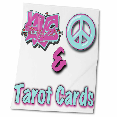 3dRose Love Peace and Tarot Cards Pastel Blue and Purple - Towels (twl-122473-2)