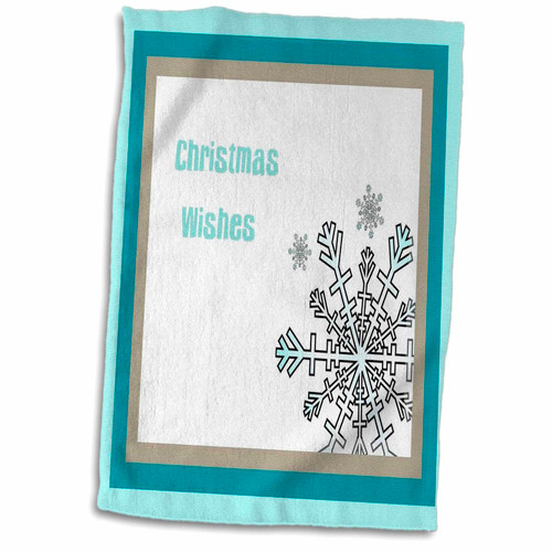 3dRose Merry Christmas A Christmas greeting card with a teal snowflake and... - Towels (twl-128304-1)
