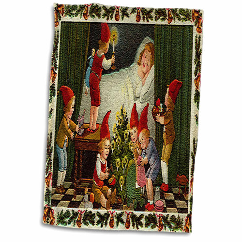3dRose Child Elves Decorating Small Tree While Watching a Child Sleep - Towels (twl-172758-1) 3dRose Child Elves Decorating Small Tree While Watching a Child Sleep - Towels (twl-172758-1)