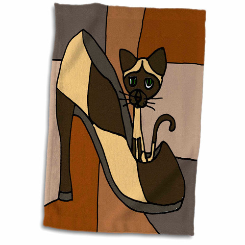 3dRose All Smiles Art Cats - Fun Siamese Kitty Cat Sitting in High Heel Shoe - Towels (twl-200498-1) 3dRose All Smiles Art Cats - Fun Siamese Kitty Cat Sitting in High Heel Shoe - Towels (twl-200498-1)