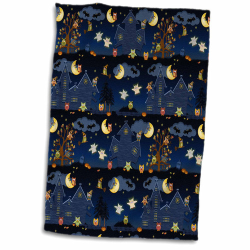 3dRose Ancello Cute Owls - Halloween Owls - Towels (twl-201646-1)