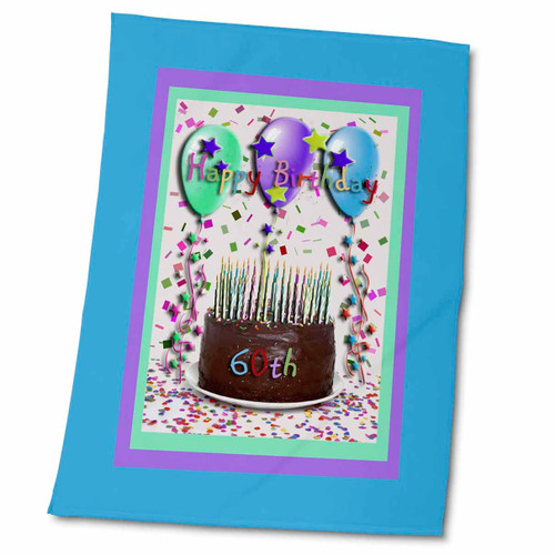 3dRose Beverly Turner Birthday Design - Happy Birthday 60th Chocolate Cake - Towels (twl-20206-2) 3dRose Beverly Turner Birthday Design - Happy Birthday 60th Chocolate Cake - Towels (twl-20206-2)