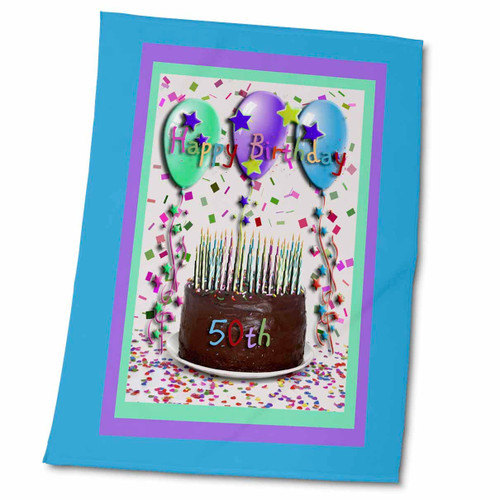 3dRose Beverly Turner Birthday Design - Happy Birthday 50th Chocolate Cake - Towels (twl-20207-2) 3dRose Beverly Turner Birthday Design - Happy Birthday 50th Chocolate Cake - Towels (twl-20207-2)