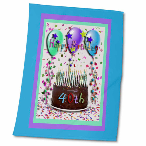 3dRose Beverly Turner Birthday Design - Happy Birthday 40th Chocolate Cake - Towels (twl-20208-2) 3dRose Beverly Turner Birthday Design - Happy Birthday 40th Chocolate Cake - Towels (twl-20208-2)