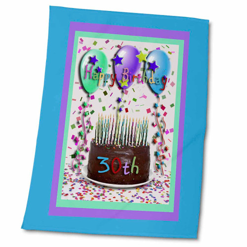 3dRose Beverly Turner Birthday Design - Happy Birthday 30th Chocolate Cake - Towels (twl-20209-2) 3dRose Beverly Turner Birthday Design - Happy Birthday 30th Chocolate Cake - Towels (twl-20209-2)