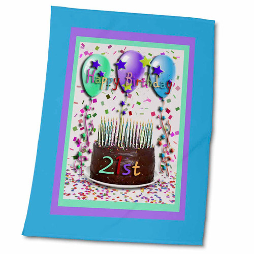 3dRose Beverly Turner Birthday Design - Happy Birthday Chocolate Cake 21st - Towels (twl-20230-2) 3dRose Beverly Turner Birthday Design - Happy Birthday Chocolate Cake 21st - Towels (twl-20230-2)