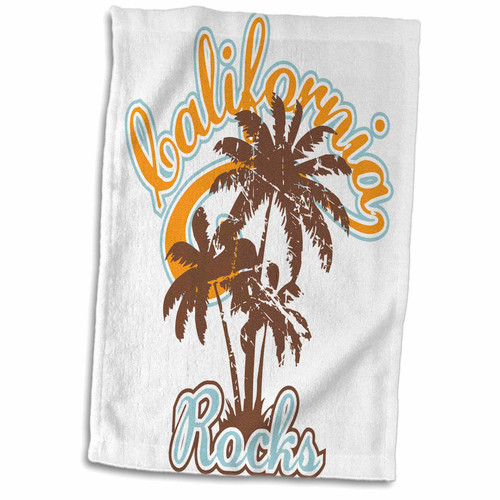 3dRose California Rocks Illustration With Palm Trees - Towels (twl-210991-1)