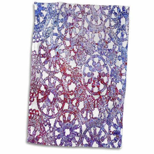 3dRose Susans Zoo Crew Abstract - Lace Blue red Pattern Image Wheel - Towels (twl-212419-1)