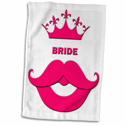 3dRose Sandy Mertens Celebrations - Bride with Pink Tiara, Mustache and Lips - Towels (twl-212959-1)
