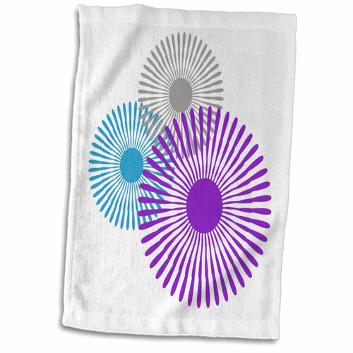 3dRose Print of Starburst Teal Red Violet and Gray Floral - Towels (twl-214473-1)
