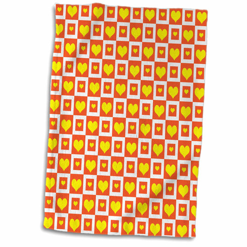 3dRose Cute Yellow Hearts In Orange Squares Pattern - Towels (twl-215809-1) 3dRose Cute Yellow Hearts In Orange Squares Pattern - Towels (twl-215809-1)