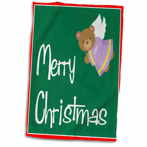 3dRose TNMGraphics Christmas - Christmas Cute Teddy Bear Angel - Towels (twl-222908-1)