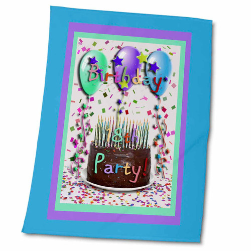 3dRose 18th Birthday Party Invitation Chocolate Cake - Towels (twl-22415-2)