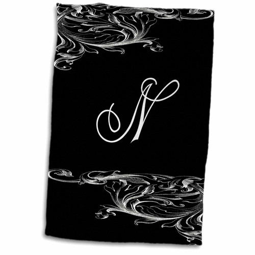 3dRose Florene - Victorian Style - Image of Scrolly Victorian Style Letter N - Towels (twl-234329-1)