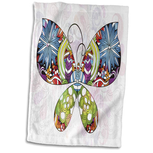 3dRose Butterfly, Flowers, Pattern, Blue, Purple, Green, Yellow - Towels (twl-235926-1) 3dRose Butterfly, Flowers, Pattern, Blue, Purple, Green, Yellow - Towels (twl-235926-1)