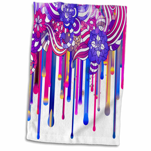 3dRose Pretty Blue and Pink Flowers With Dripping Paint - Towels (twl-236055-1)
