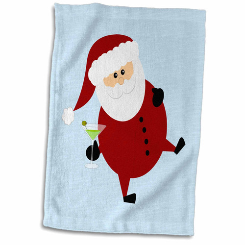 3dRose Janna Salak Designs Christmas - Tipsy Santa - Towels (twl-237113-1)