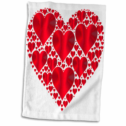 3dRose Sven Herkenrath Love - Red Heart of Love in Pattern Style - Towels (twl-240195-1)
