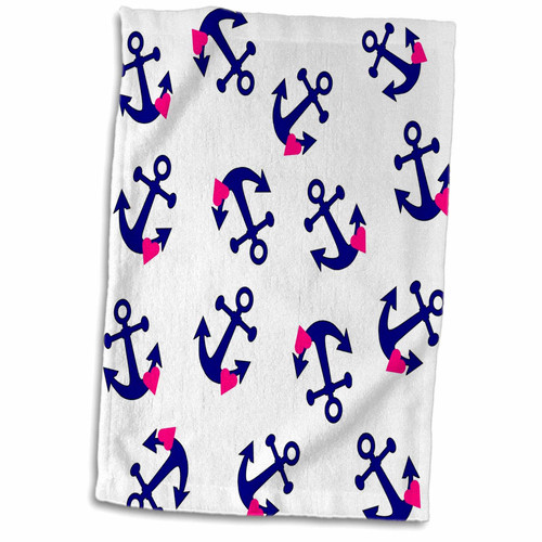 3dRose Image of Nautical Anchor With Hearts Repeat Pattern - Towels (twl-243589-1)