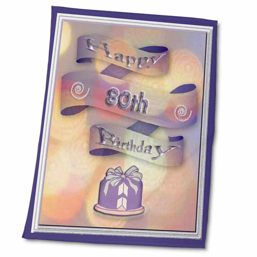 3dRose Beverly Turner Birthday Design - Ribbon and Cake Happy 80th Birthday - Towels (twl-24375-2) 3dRose Beverly Turner Birthday Design - Ribbon and Cake Happy 80th Birthday - Towels (twl-24375-2)